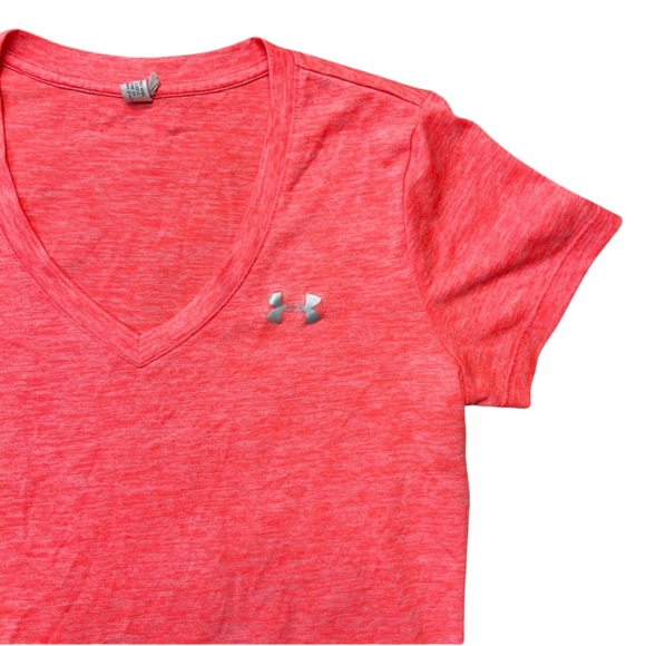 Under Armour Heatgear Loose T-Shirt Womens Extra Small Short Sleeve Coral V-Neck - Picture 2 of 6